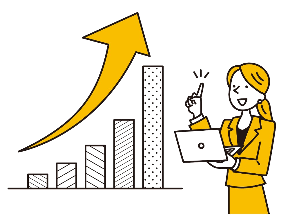 成果改善を示す女性のイラスト
